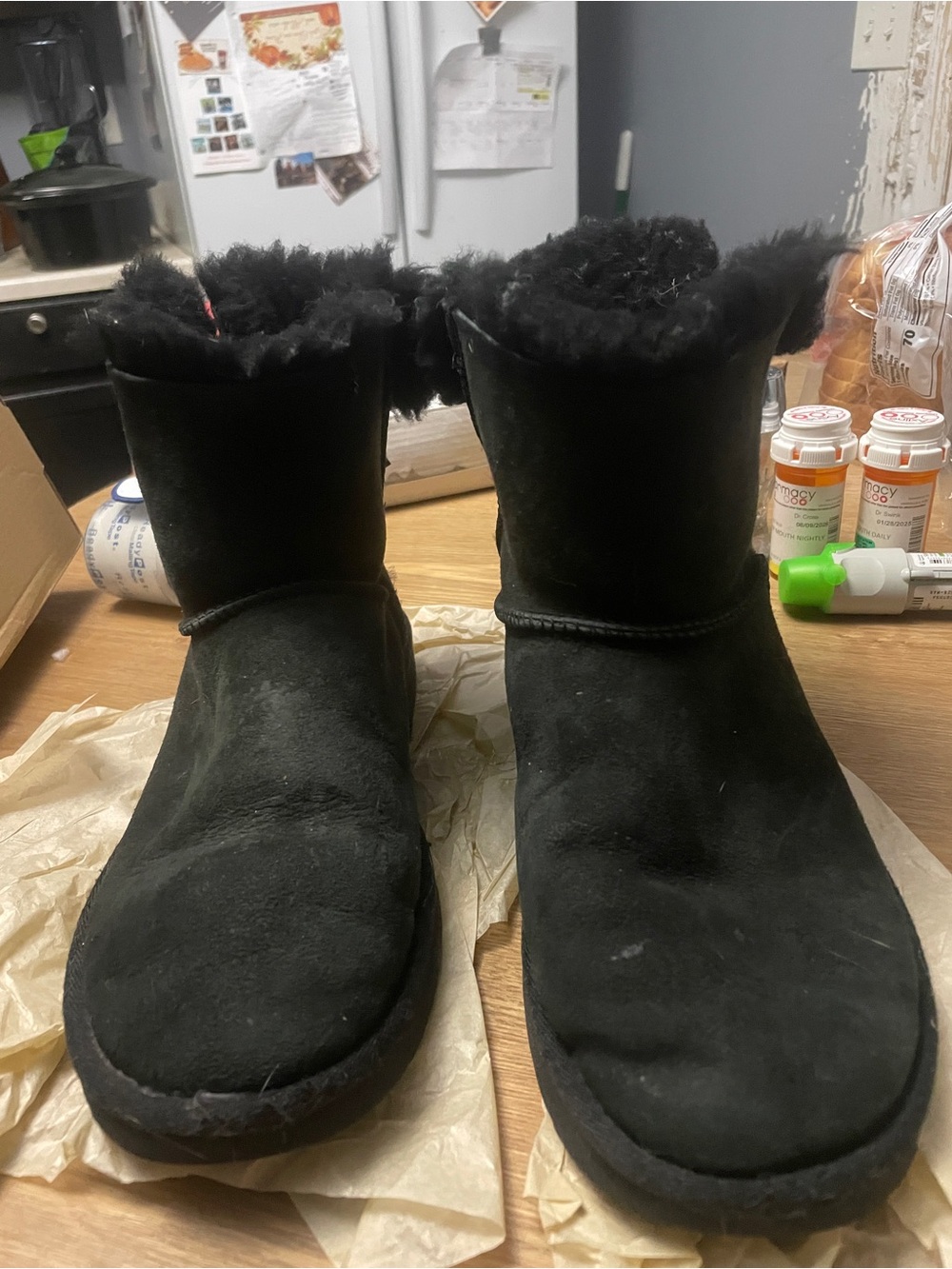 UGG Black Suede Short Shearling Boots